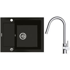 Set Granitspüle Oltens Gravan 72102300, Küchenarmatur Oltens Litla 35204100