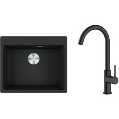 Set Granitspüle Franke Maris 114.0661.794, Küchenarmatur Oltens Skafta 35206300