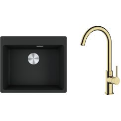 Set Granitspüle Franke Maris 114.0661.794, Küchenarmatur Oltens Skafta 35206800