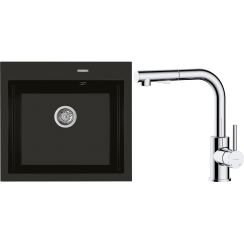 Set Granitspüle Oltens Gravan 72000300, Küchenarmatur Oltens Myvat 35205100