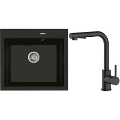 Set Granitspüle Oltens Gravan 72000300, Küchenarmatur Oltens Myvat 35205300