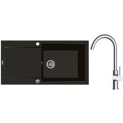 Set Granitspüle Oltens Gravan 72101300, Küchenarmatur Oltens Skafta 35206100