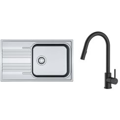 Set Stahlspüle Franke Smart 101.0368.324, Küchenarmatur Oltens Litla 35204300