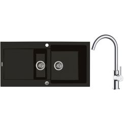 Set Granitspüle Oltens Gravan 72300300, Küchenarmatur Oltens Skafta 35206100