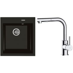 Set Granitspüle Oltens Gravan 72001300, Küchenarmatur Oltens Myvat 35205100