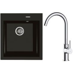 Set Granitspüle Oltens Gravan 72001300, Küchenarmatur Oltens Skafta 35206100