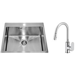 Satz stahlspüle Genesis Concept 1124382, küchenarmatur Oltens Lista 35202100