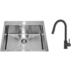 Satz stahlspüle Genesis Concept 1124382, küchenarmatur Oltens Litla 35204300