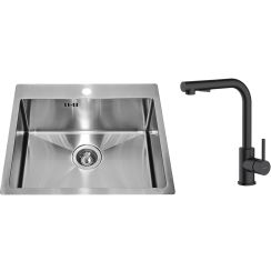 Set Edelstahlspüle Alveus Concept 1124382, Küchenarmatur Oltens Myvat 35205300