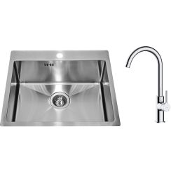 Set Edelstahlspüle Alveus Concept 1124382, Küchenarmatur Oltens Skafta 35206100