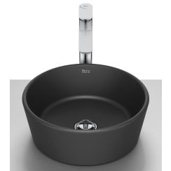 Roca Optica Waschbecken 35x35 cm rund Aufsatzwaschbecken schwarz A327B15080