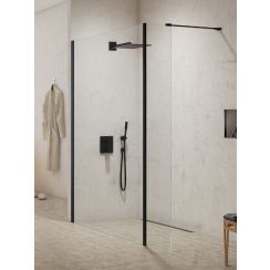 New Trendy New Modus Black Begehbare Duschwand 100 cm schwarz Matte/durchsichtiges Glas EXK-5565