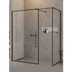 New Trendy New Modus Black Begehbare Duschkabine 150x100 cm schwarz Matte/durchsichtiges Glas EXK-5666