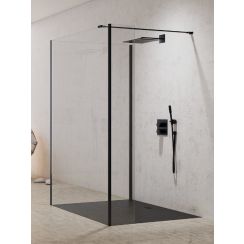 New Trendy New Modus Black Begehbare Duschwand 130 cm schwarz Matte/durchsichtiges Glas EXK-5594