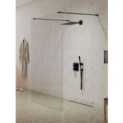 New Trendy New Modus Black Begehbare Duschwand 140 cm schwarz Matte/durchsichtiges Glas EXK-5605