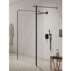 New Trendy New Modus Black Begehbare Duschwand 130 cm schwarz Matte/durchsichtiges Glas EXK-5609