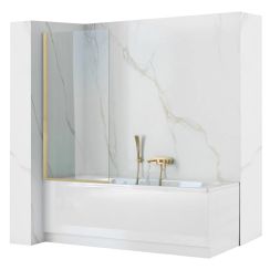 Rea Elegant Gold Badewannenabtrennung 80 cm einteilig gold gebürstet/durchsichtiges Glas REA-W6601