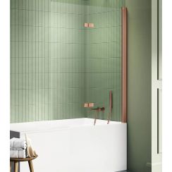 New Trendy New Soleo Copper Brushed Badewannenabtrennung 100 cm zweigeteilt kupfer gebürstet/durchsichtiges Glas P-0124