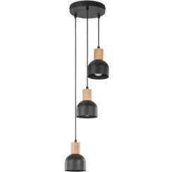 TK Lighting Cairo Pendelleuchte 3x15 W schwarz-holz 4895