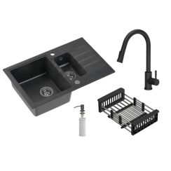 Quadron Comfort 156 waschbecken mit wasserhahn und zubehör schwarz/schwarz HCQP57850CZK_3673500BLM