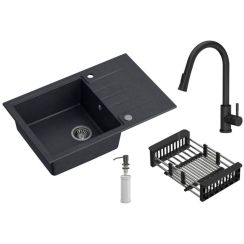 Quadron Comfort 111 waschbecken mit wasserhahn und zubehör schwarz/schwarz HCQP7850CZK_3673500BLM