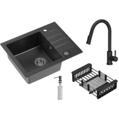 Quadron Comfort 116 waschbecken mit wasserhahn und zubehör schwarz/schwarz HCQP6250CZK_3673500BLM