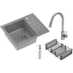 Quadron Comfort 116 waschbecken mit wasserhahn und zubehör grau/stahl HCQP6250SZK_3673500BS