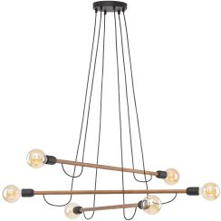 TK Lighting Helix Pendelleuchte 6x15 W schwarz-holz 4950