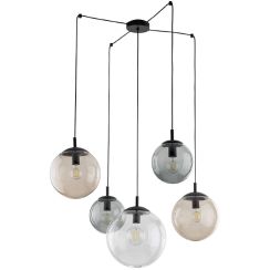 TK Lighting Esme Pendelleuchte 5x15 W schwarz-transparent-opal-graphit 4796