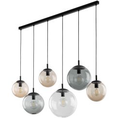 TK Lighting Esme Pendelleuchte 6x15 W schwarz-transparent-opal-graphit 4797
