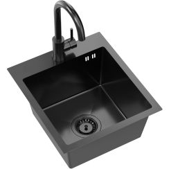Quadron Luke waschbecken mit wasserhahn schwarz/schwarz ZH4045PVDBLM_3623500_PVDBLM