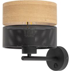 TK Lighting Nicol Wandleuchte 1x15 W schwarz-holz 6539