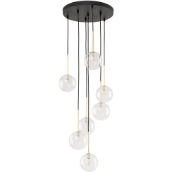 TK Lighting Nilos Pendelleuchte x6 W schwarz-transparent-gold 5362