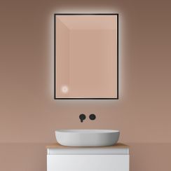 Oltens Nordlis Spiegel 60x80 cm rechteckig mit Beleuchtung mit Spiegelheizung schwarz 64115300