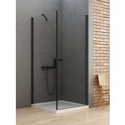 New Trendy New Soleo Black Dusche 90x80 cm rechteckig schwarz Matte/durchsichtiges Glas D-0230A/D-0115B