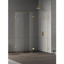 New Trendy Eventa Gold Shine Begehbare Duschwand 140 cm gold Glanz/durchsichtiges Glas EXK-4869