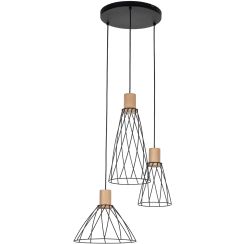 TK Lighting Modesto Pendelleuchte 3x10 W schwarz-holz 10188