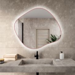 Baltica Design Bright Stain III Spiegel 80x70 cm mit Beleuchtung rosa 5904107932064