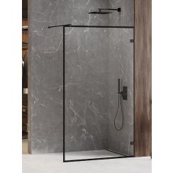 New Trendy Avexa Black Begehbare Duschwand 140 cm schwarz Matte/durchsichtiges Glas EXK-2055