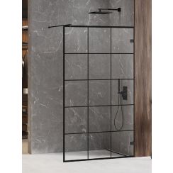 New Trendy Avexa Black Begehbare Duschwand 140 cm schwarz Matte/durchsichtiges Glas EXK-2027