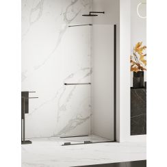 New Trendy Smart Black Begehbare Duschwand 130 cm schwarz Matte/durchsichtiges Glas EXK-6679