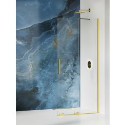 New Trendy Smart Light Gold Begehbare Duschwand 140 cm gold Glanz/durchsichtiges Glas EXK-4299-WU