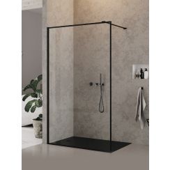 New Trendy New Modus Black Begehbare Duschwand 130 cm schwarz Matte/durchsichtiges Glas EXK-5561