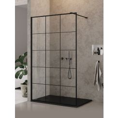 New Trendy New Modus Black Begehbare Duschwand 120 cm schwarz Matte/Glas mit Muster EXK-5550