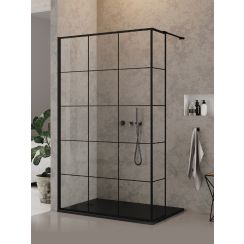 New Trendy New Modus Black Begehbare Duschwand 130 cm schwarz Matte/durchsichtiges Glas EXK-5578