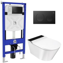 Major&Maker Deluxe B + Coral Black Dusch-WC mit Gestell hängend Spülrandlos weiß 4020FBS200302B