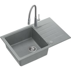 Quadron Peter waschbecken mit wasserhahn grau/stahl HCQP7850SZK_3922505BSGR