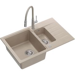 Quadron Peter waschbecken mit wasserhahn beige/stahl HCQP57850BEZK_3922505BSBE