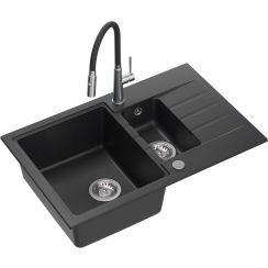 Quadron Peter waschbecken mit wasserhahn schwarz/stahl HCQP57850CZK_3922505BSBL