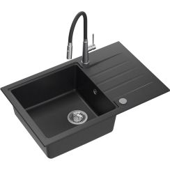 Quadron Peter waschbecken mit wasserhahn schwarz/stahl HCQP7850CZK_3922505BSBL